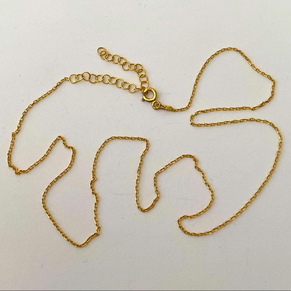 Jewelry - 925 silver 1mm thick yellow gold chain 18+2 inches